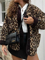 Women's Leopard Print Open Front Bold Fall Statement Jacket