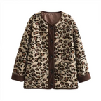 Women's Leopard Print Open Front Bold Fall Statement Jacket