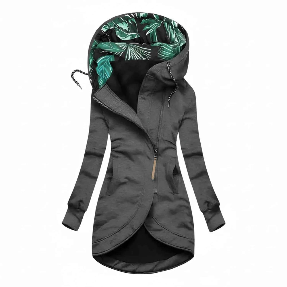 Women's Tunic Length Hooded Winter Jacket Gray