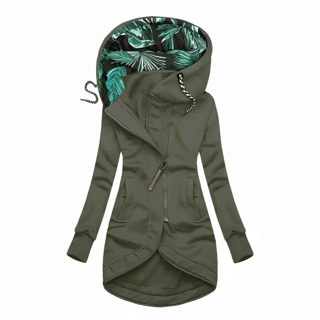 Women's Tunic Length Hooded Winter Jacket Green