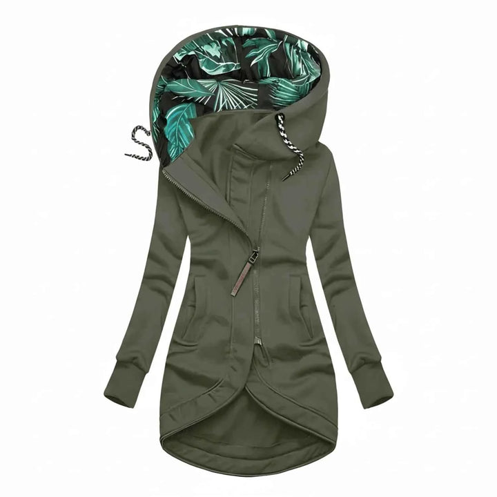 Women's Tunic Length Hooded Winter Jacket Green