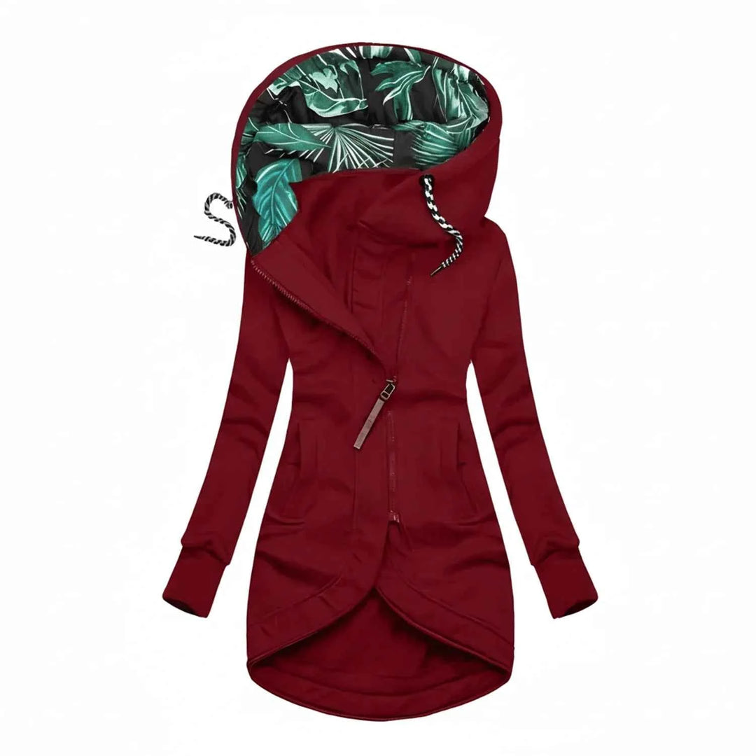 Women's Tunic Length Hooded Winter Jacket Red