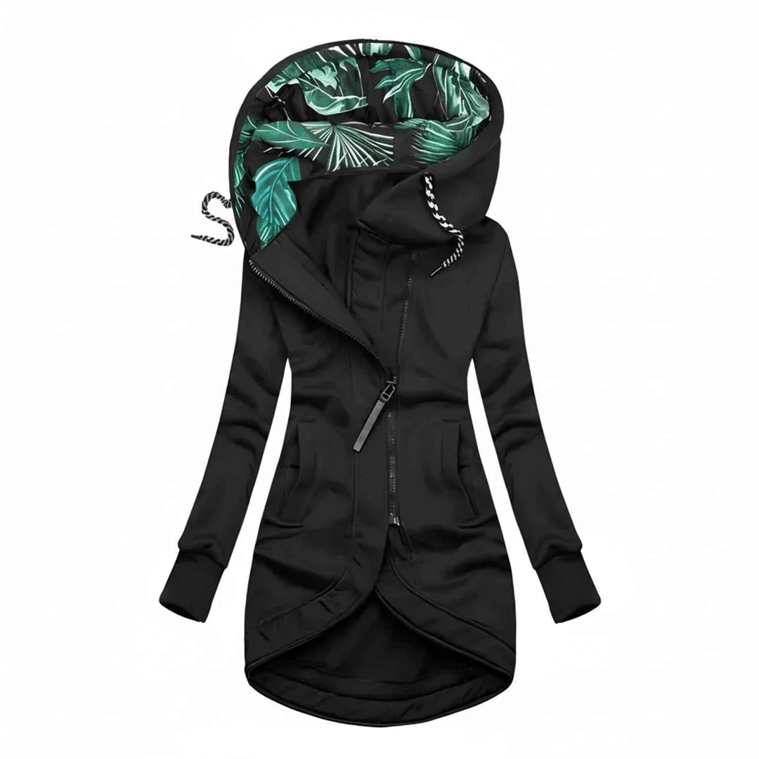 Women's Tunic Length Hooded Winter Jacket Black