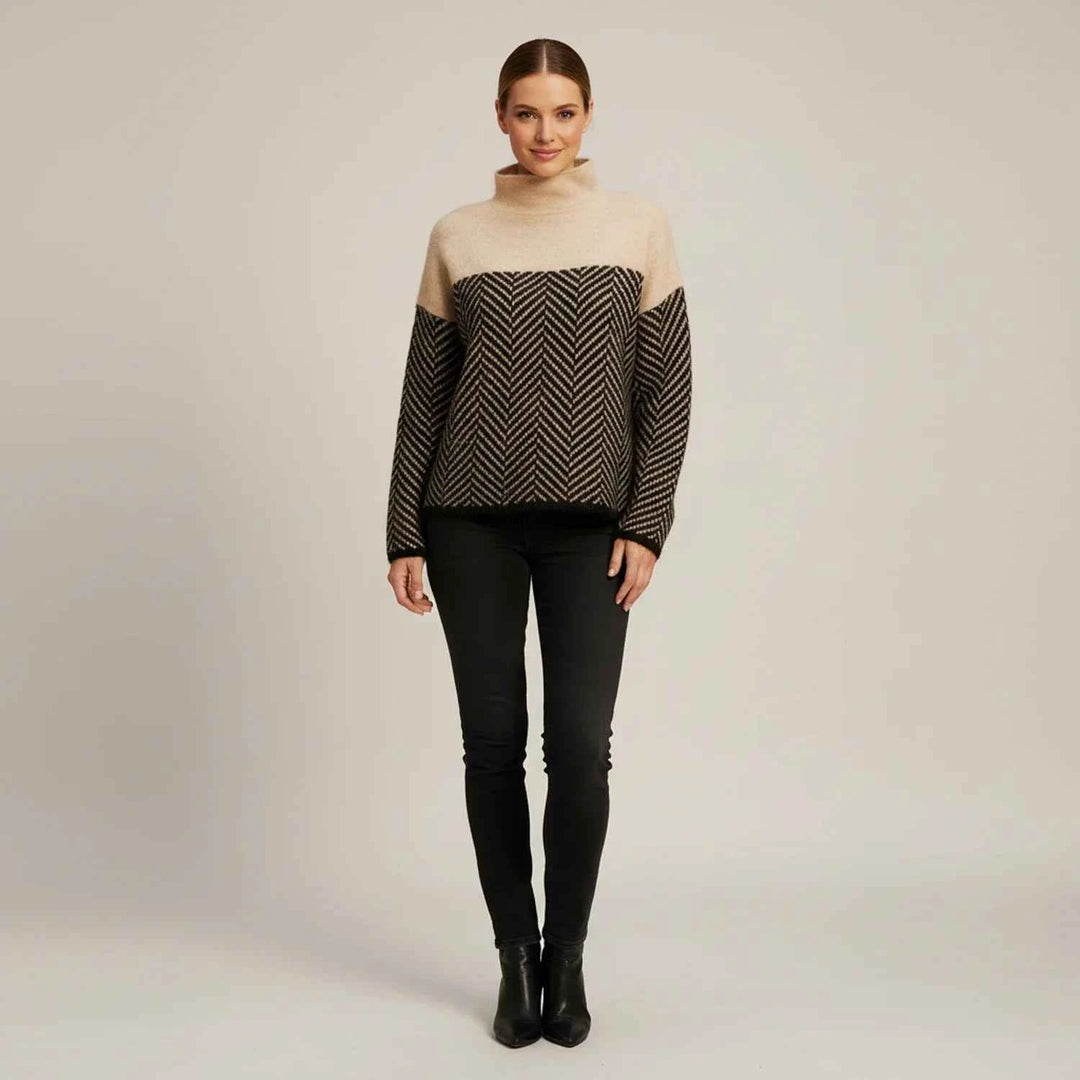 Women's Turtleneck Color Block Sweater