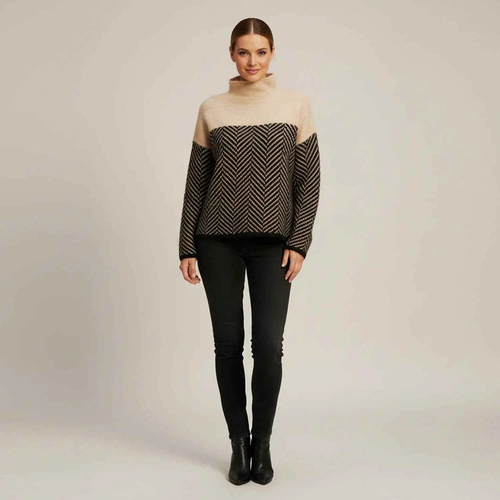 Women's Turtleneck Color Block Sweater