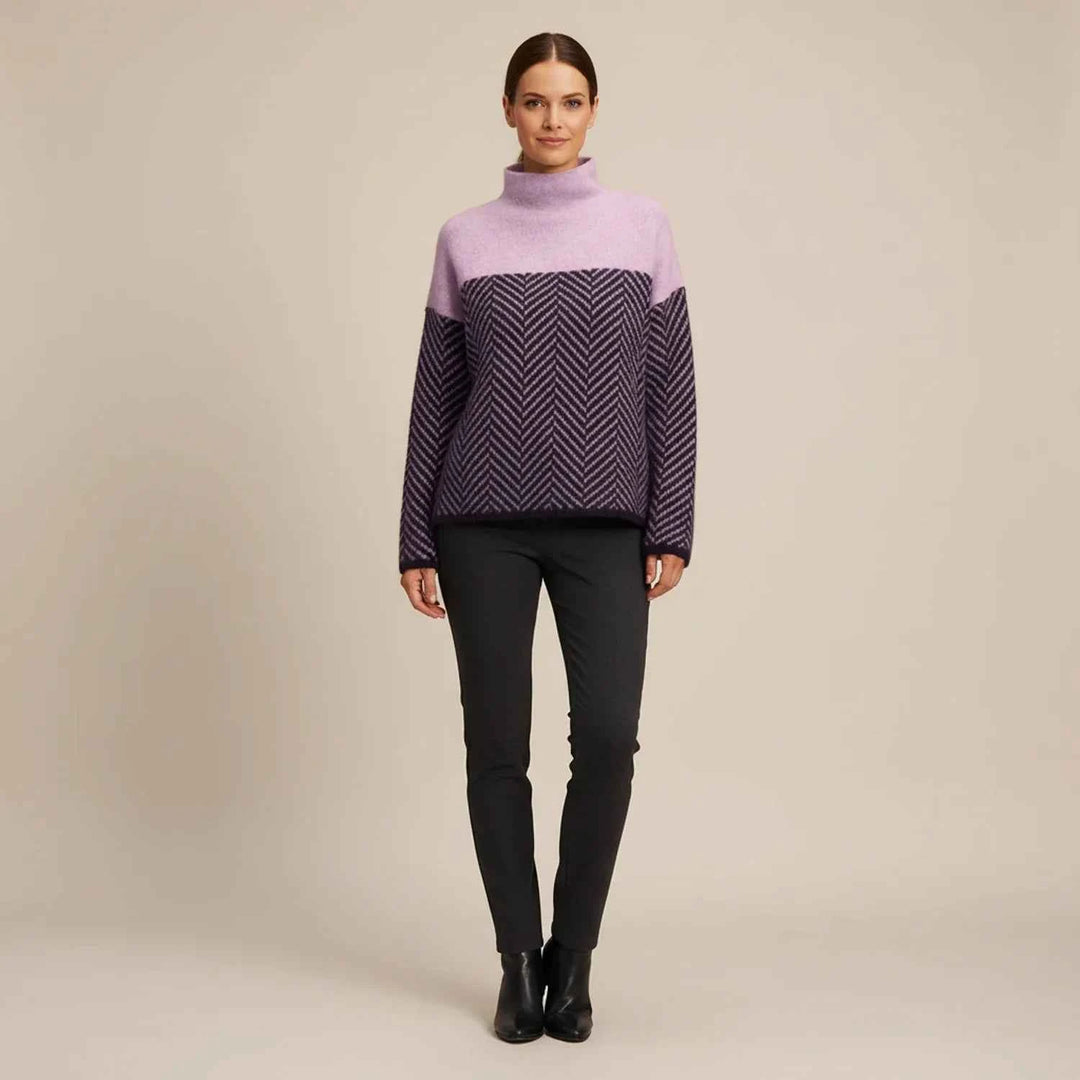 Women's Turtleneck Color Block Sweater