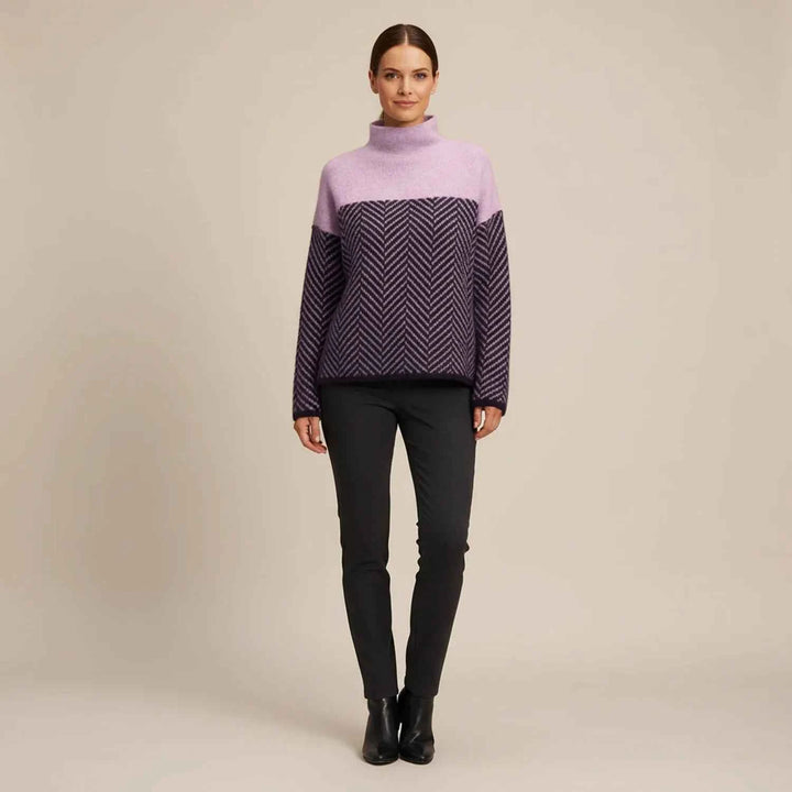 Women's Turtleneck Color Block Sweater