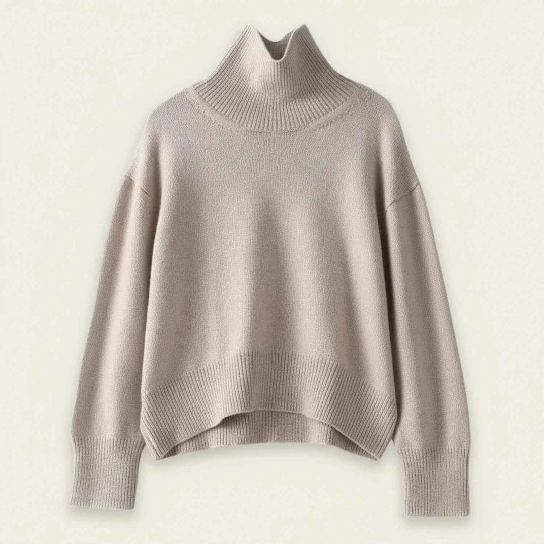 Women's Turtleneck Knit Winter Sweater Khaki