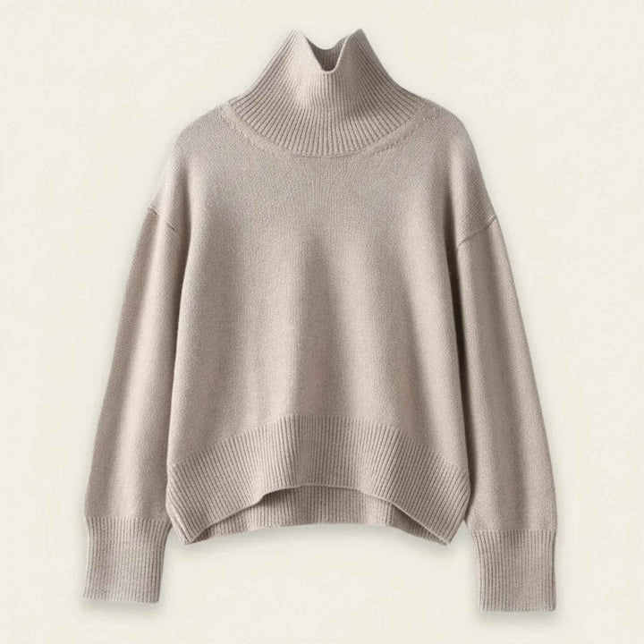 Women's Turtleneck Knit Winter Sweater Khaki