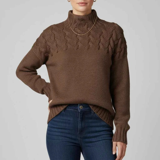 Women's Acrylic Turtleneck Ribbed Textured Long Sleeve Turtleneck
