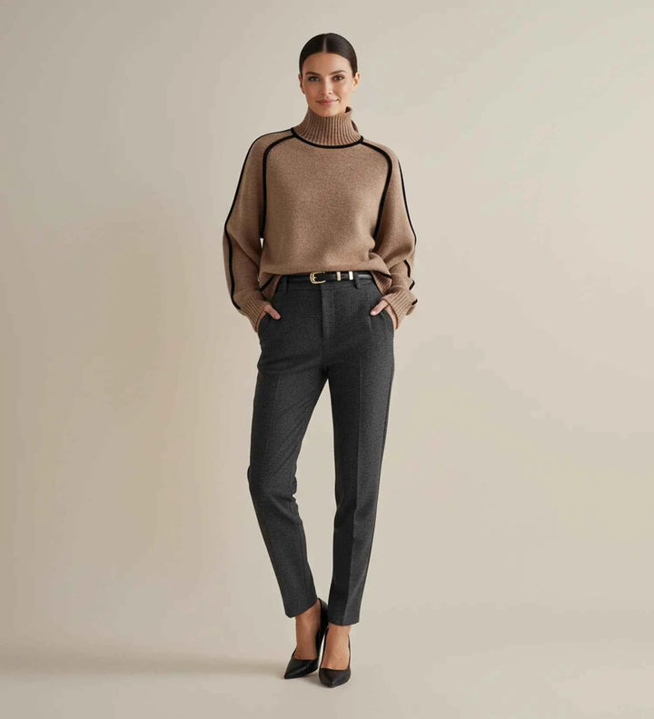 Women's Turtleneck Sweater with Contrast Trim