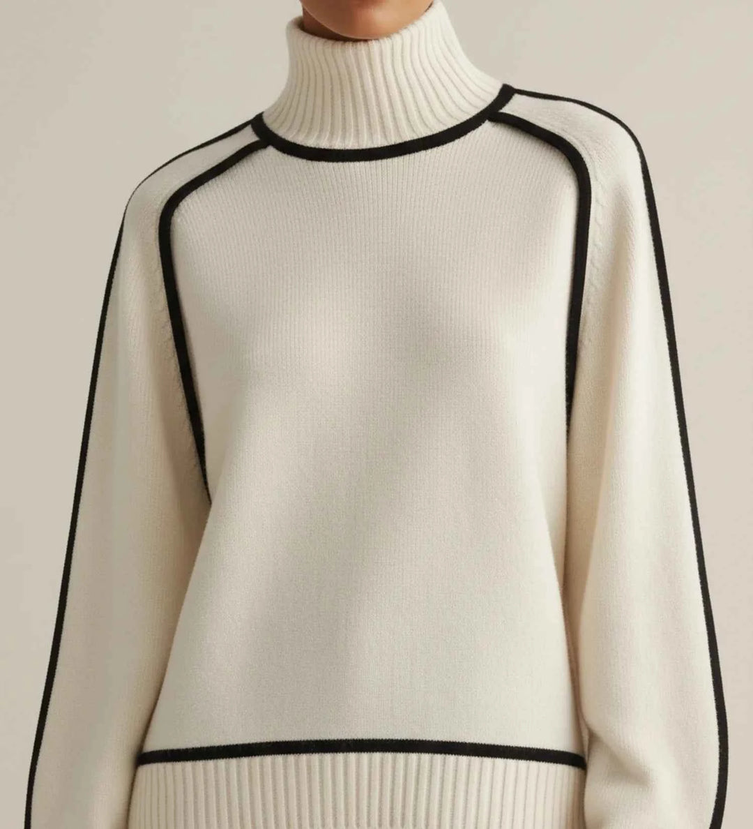 Women's Turtleneck Sweater with Contrast Trim