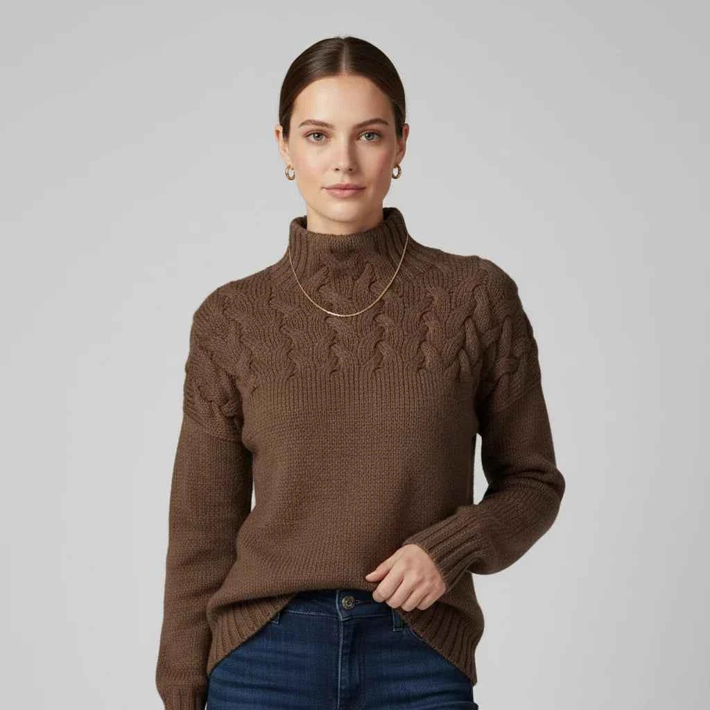 Women's Turtleneck Sweater Brown
