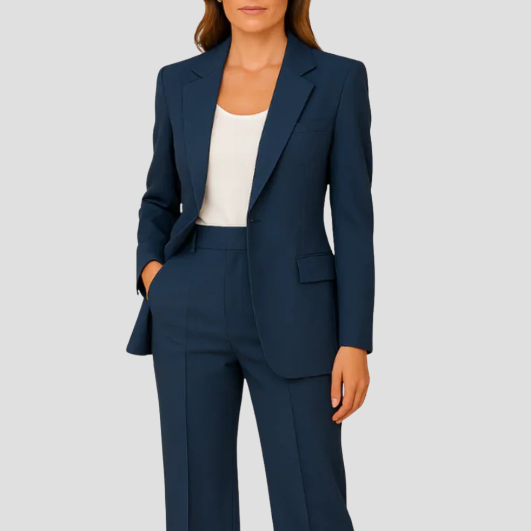 Women's Two-Piece Tailored Suit Set Navy Blue