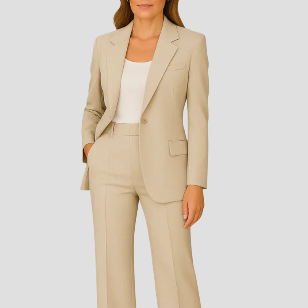 Women's Two-Piece Tailored Suit Set Beige