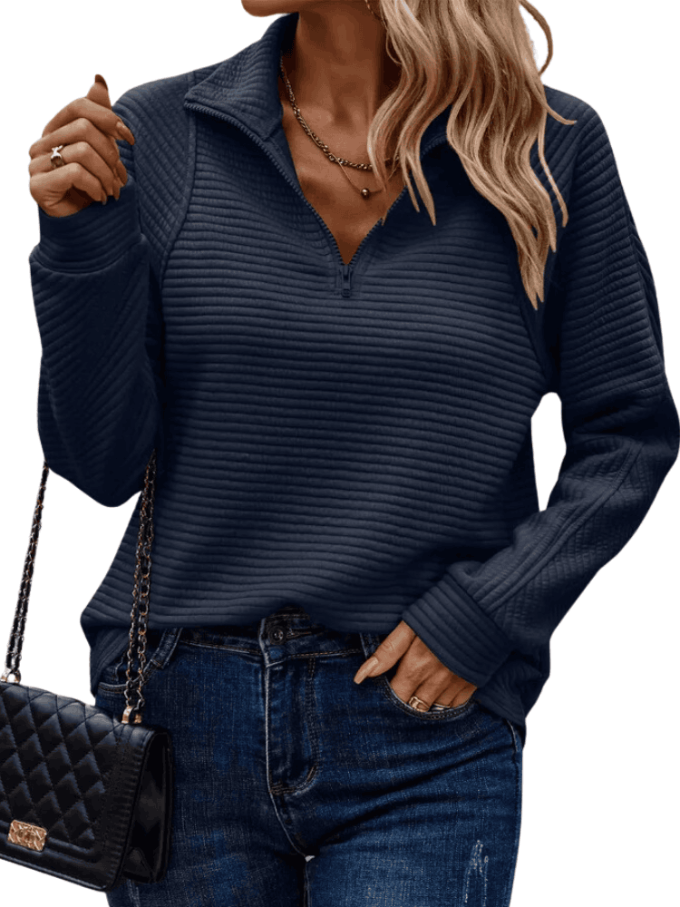 Women's V-Neck Elegant Sweater Dark Blue