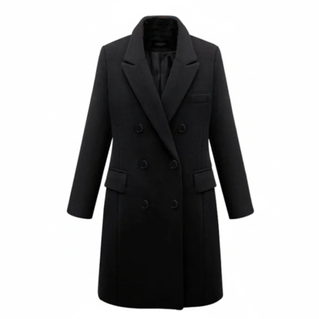 Women's Warm Double-Breasted Winter Coat Black