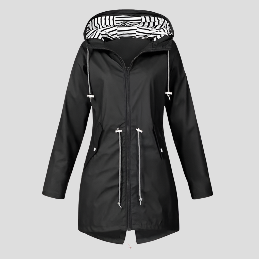 Women's Waterproof Hooded Jacket - Raven Style Black