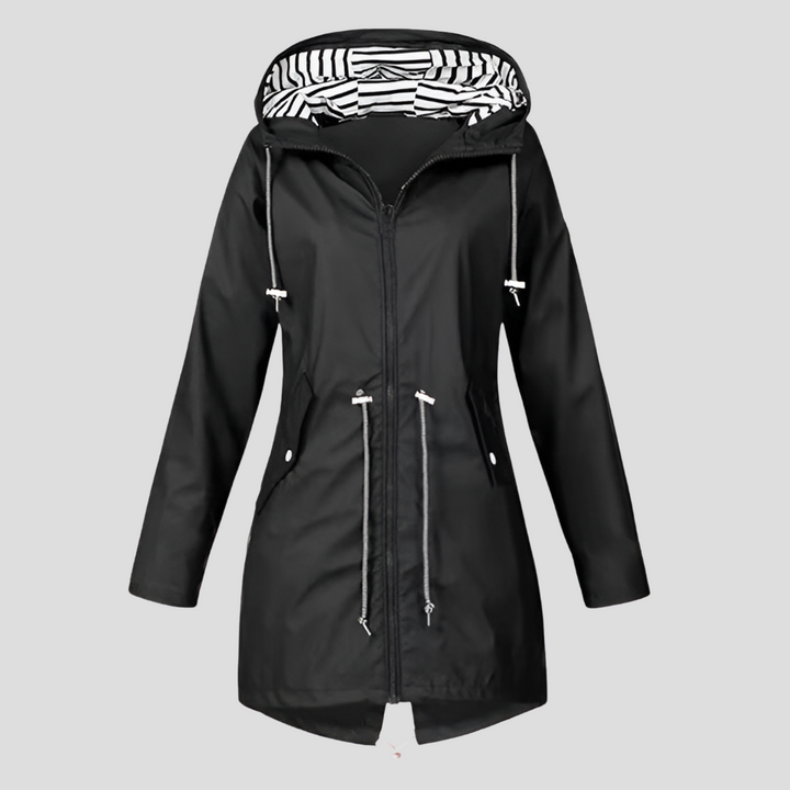 Women's Waterproof Hooded Jacket - Raven Style Black