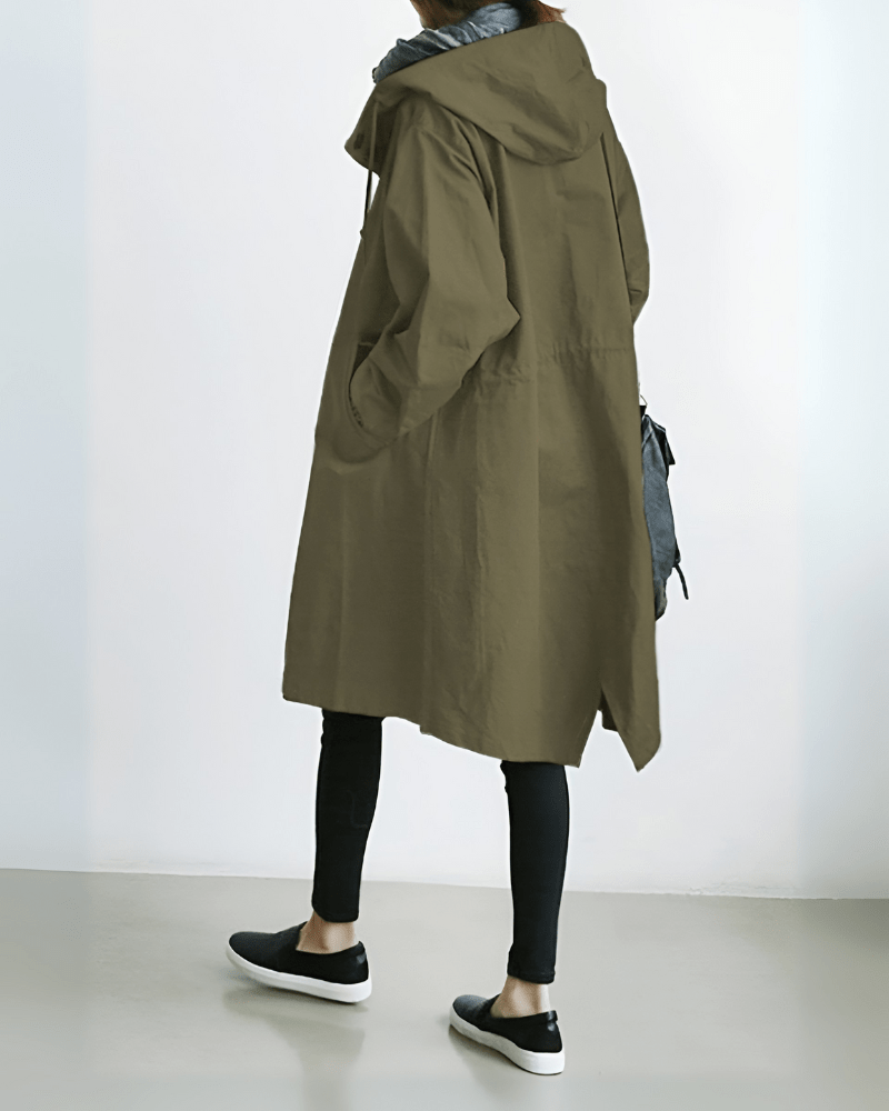 Women's Waterproof Hooded Trench Coat - Perfect for Spring Army Green