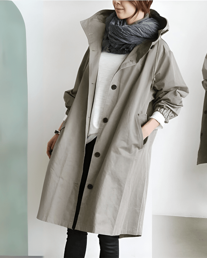 Women's Waterproof Hooded Trench Coat - Perfect for Spring Taupe