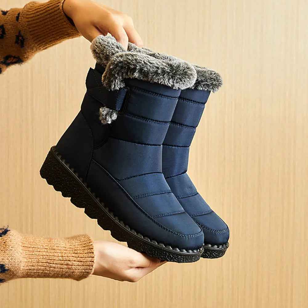 Women's Waterproof Snow Boots – Warm, Non-Slip Winter Footwear Blue
