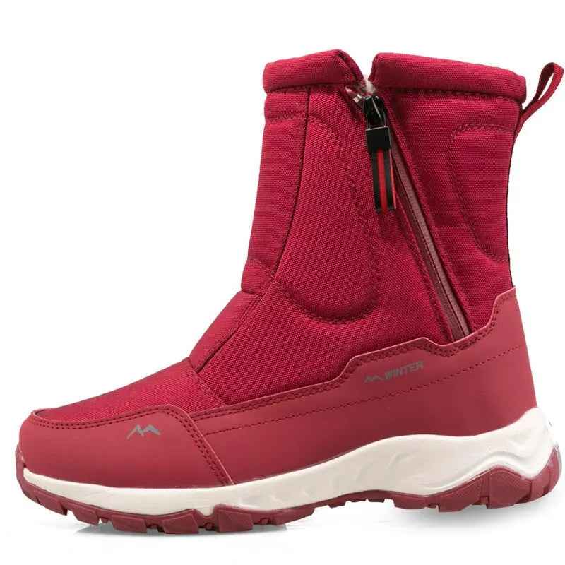 Women's Waterproof Winter Snow Boots – Warm & Non-Slip Comfort Date Red