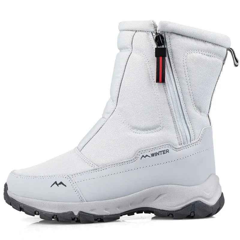 Women's Waterproof Winter Snow Boots – Warm & Non-Slip Comfort Light Grey