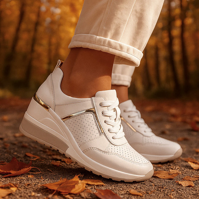 Women's Wedge Sneakers with Metallic Detail