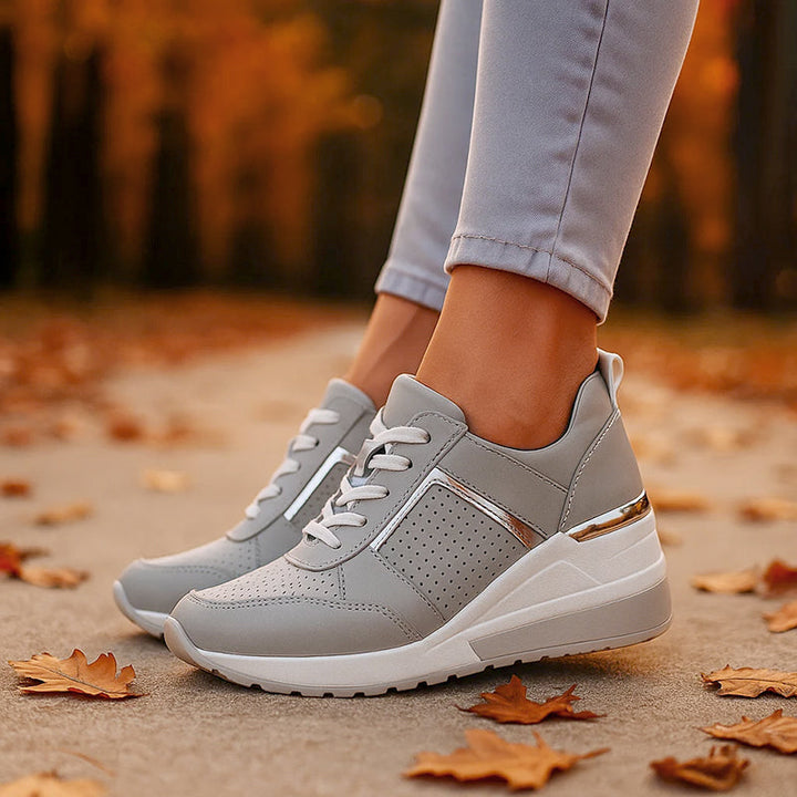 Women's Wedge Sneakers with Metallic Detail