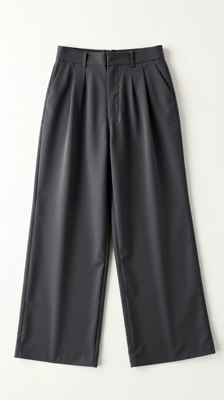 Women's High Waisted Wide Leg Trousers Dark Grey