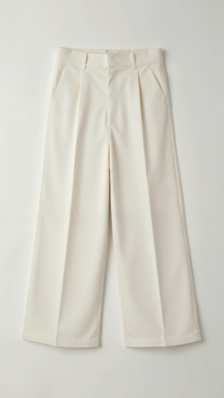 Women's High Waisted Wide Leg Trousers White