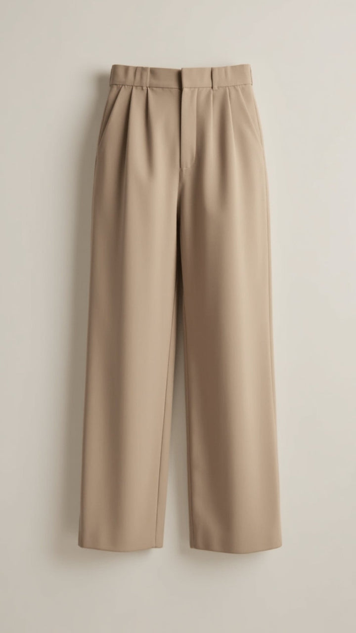Women's High Waisted Wide Leg Trousers Beige