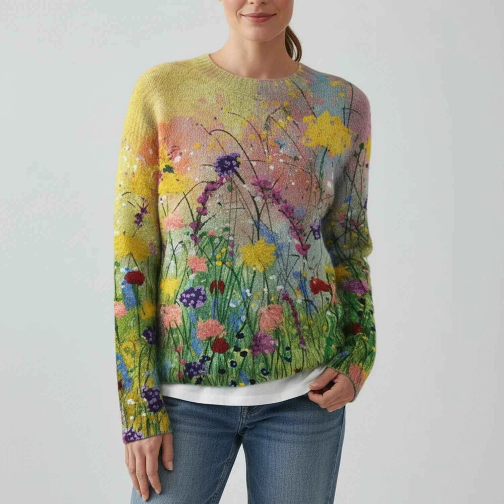 Women's Wildflower Floral Print Pullover Sweater