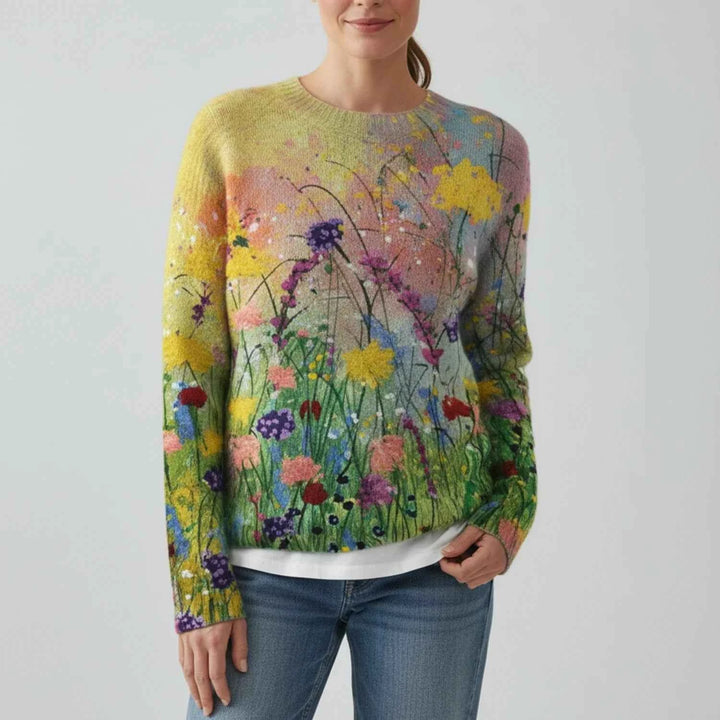 Women's Wildflower Floral Print Pullover Sweater
