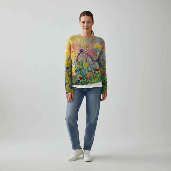Women's Wildflower Floral Print Pullover Sweater