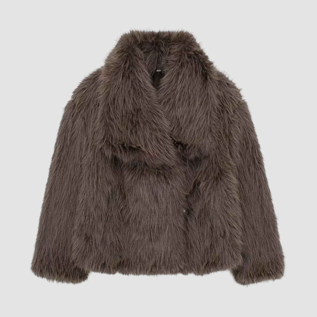 Women's Winter Faux Fur Jacket - Cozy & Stylish Outerwear Brown