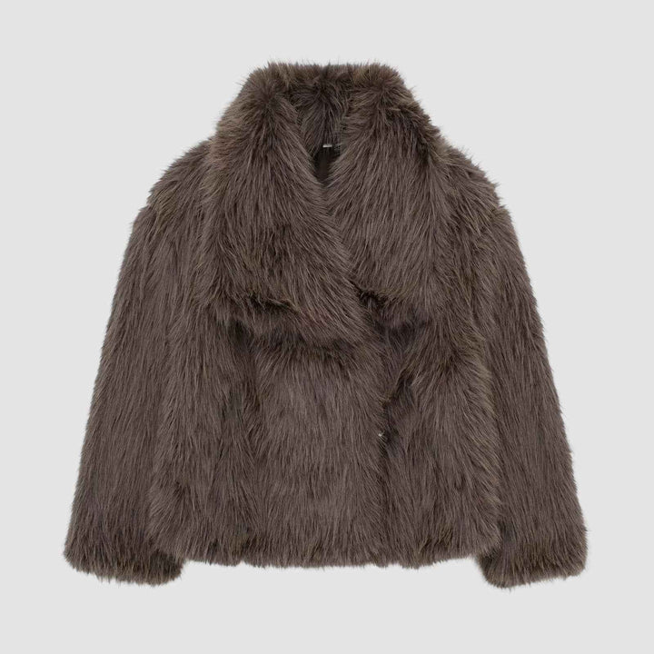 Women's Winter Faux Fur Jacket - Cozy & Stylish Outerwear Brown