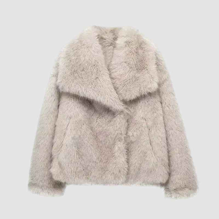 Women's Winter Faux Fur Jacket - Cozy & Stylish Outerwear Beige