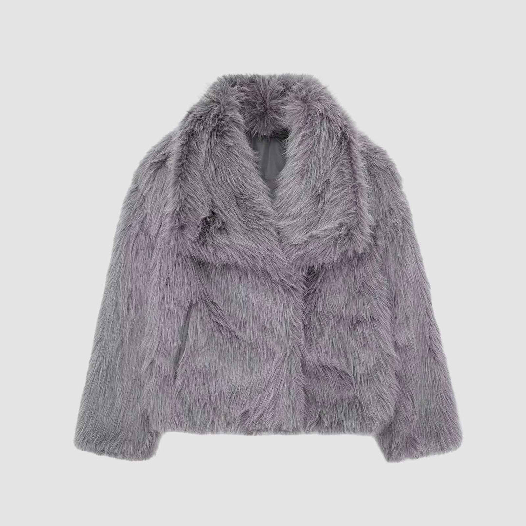 Women's Winter Faux Fur Jacket - Cozy & Stylish Outerwear Grey