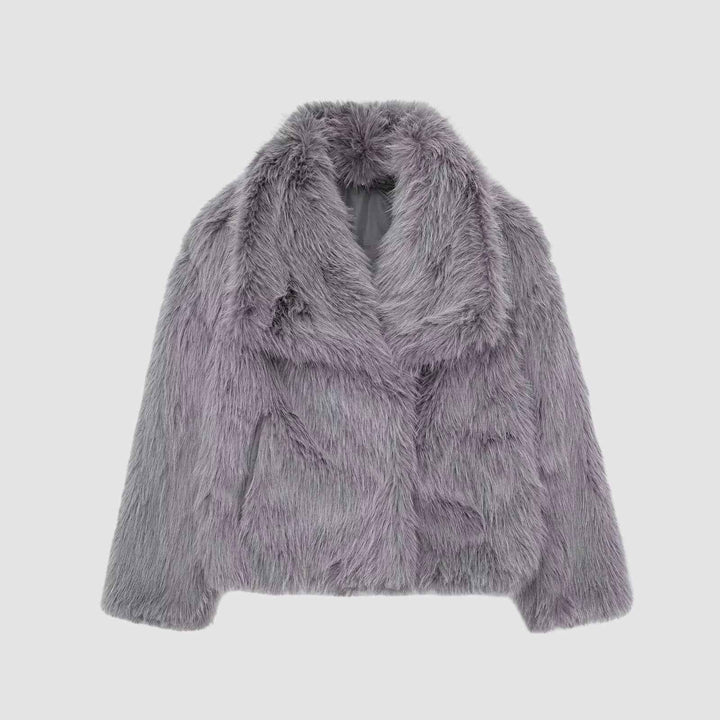 Women's Winter Faux Fur Jacket - Cozy & Stylish Outerwear Grey