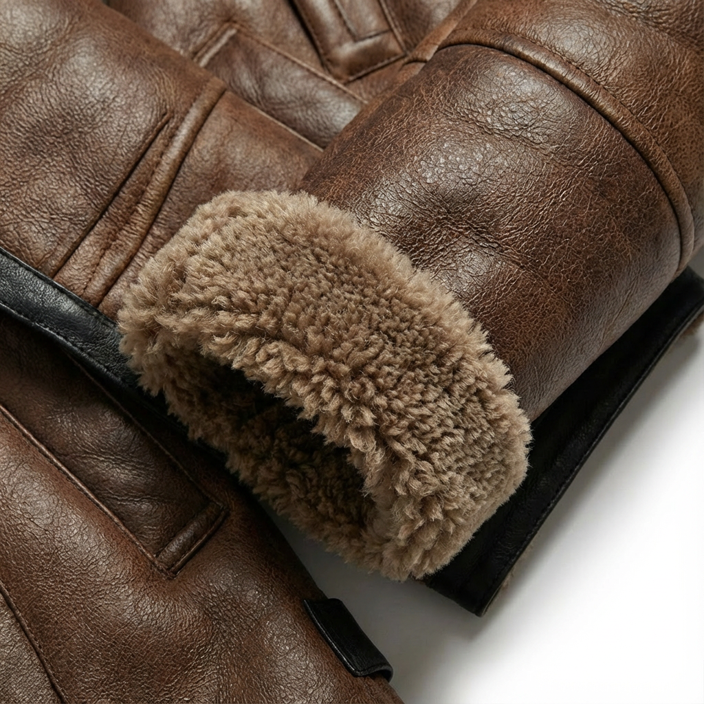 Women's Winter Leather Shearling Coat - Warm & Stylish Outerwear