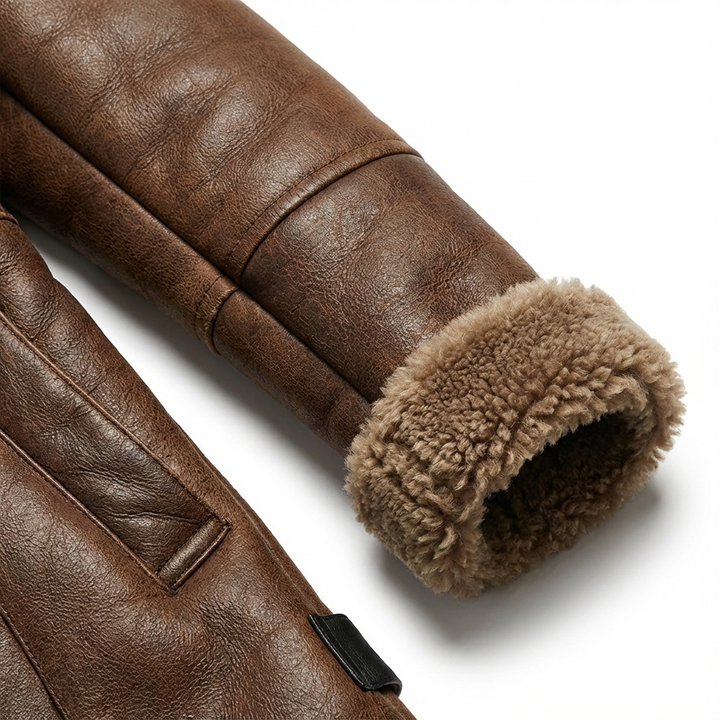 Women's Winter Leather Shearling Coat - Warm & Stylish Outerwear