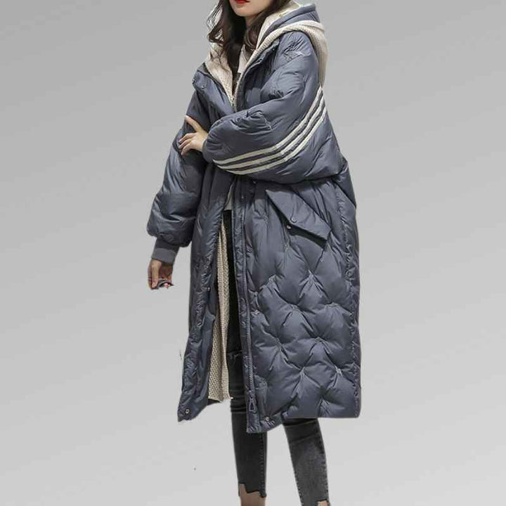 Women's Winter Long Puffer Coat - Warm & Stylish Outerwear Blue