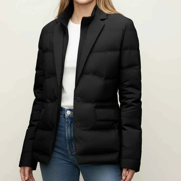 Women's Winter Puffer Blazer Jacket Black