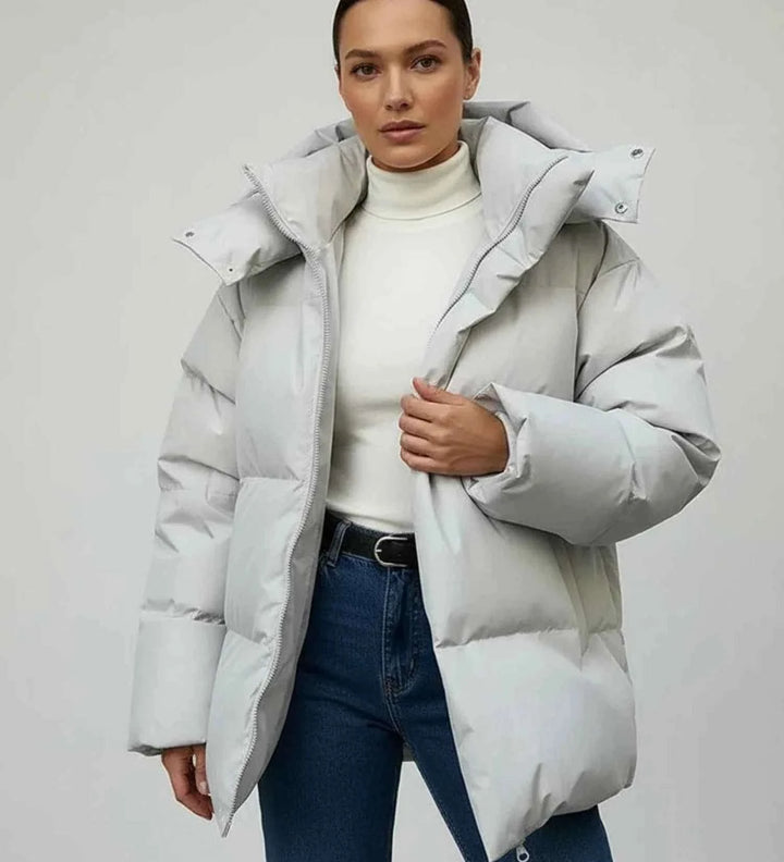 Women's Winter Puffer Jacket Light Grey