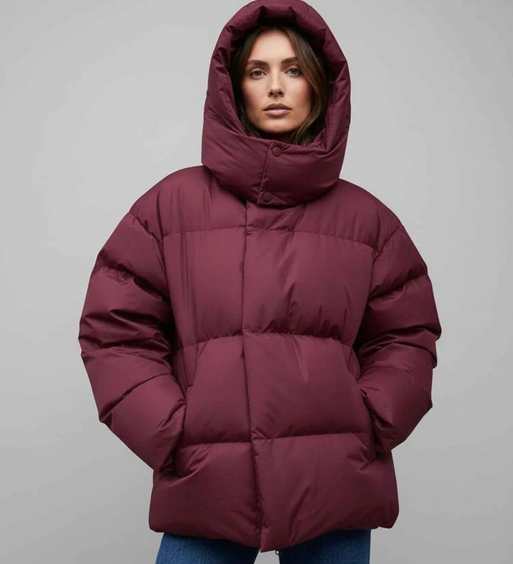 Women's Winter Puffer Jacket Dark Red