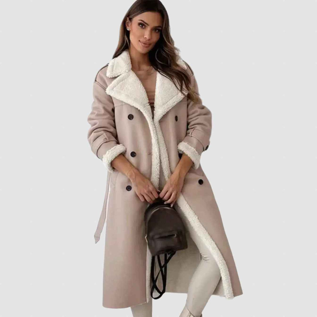 Women's Winter Shearling Coat with Fleece Lining