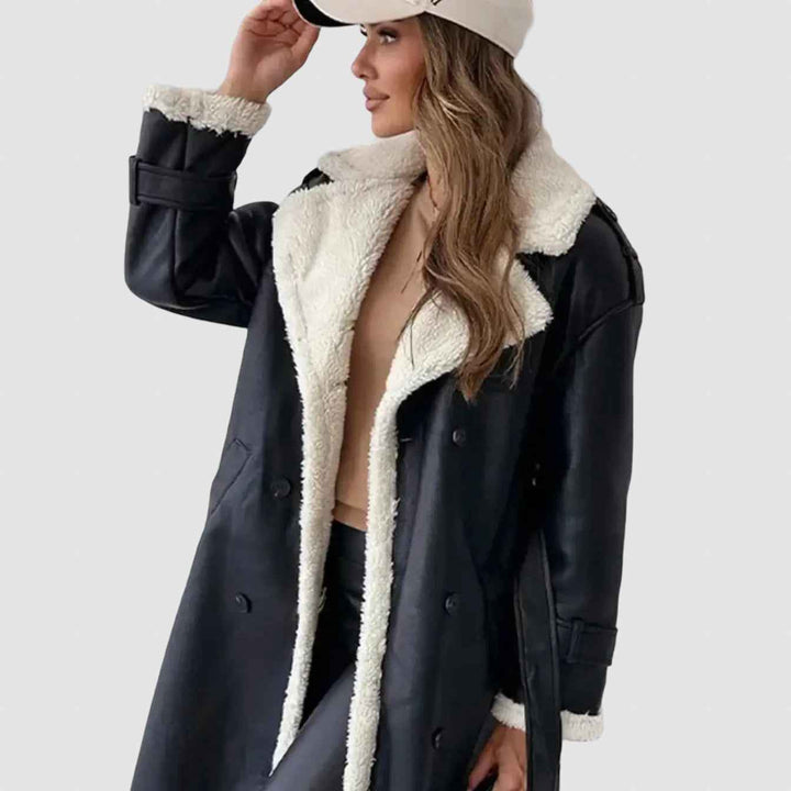 Women's Winter Shearling Coat with Fleece Lining