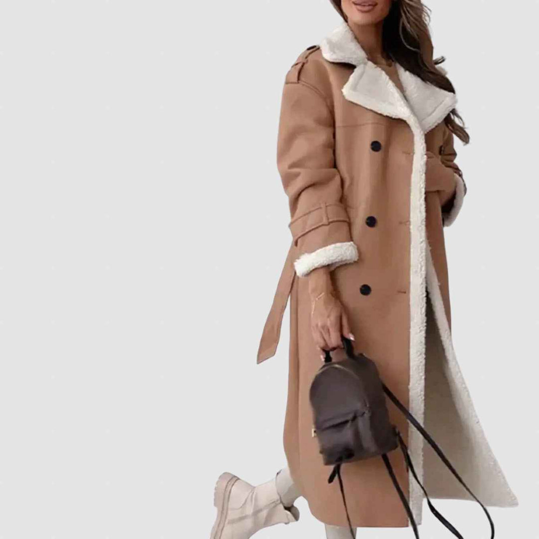 Women's Winter Shearling Coat with Fleece Lining
